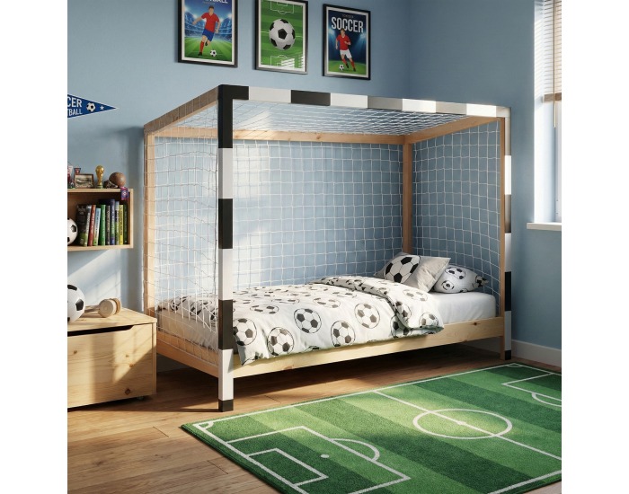 Montessori posteľ Futal 90x200 cm - prírodná / biela / čierna