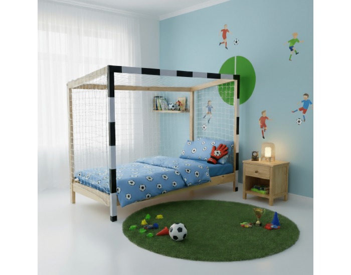 Montessori posteľ Futal 90x200 cm - prírodná / biela / čierna