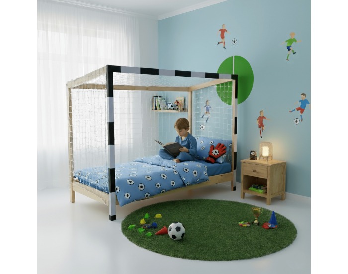 Montessori posteľ Futal 90x200 cm - prírodná / biela / čierna