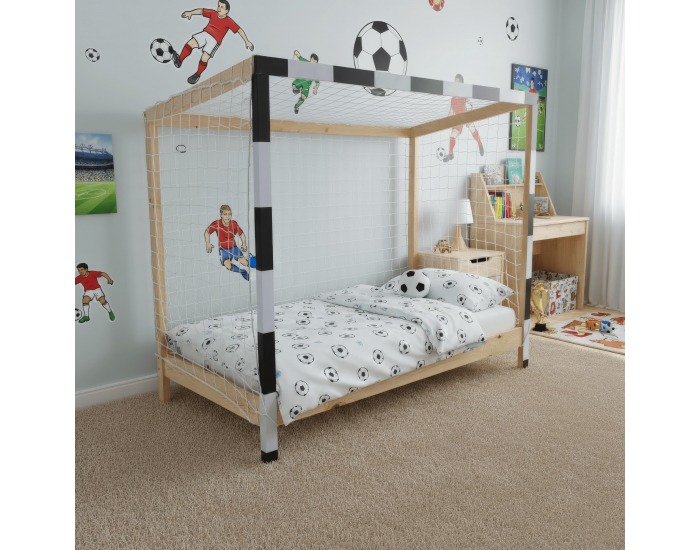 Montessori posteľ Futal 90x200 cm - prírodná / biela / čierna