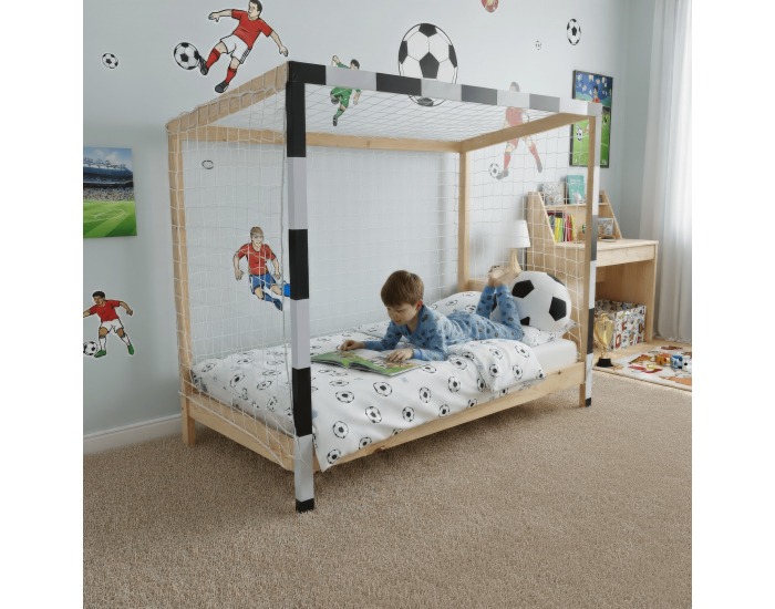 Montessori posteľ Futal 90x200 cm - prírodná / biela / čierna