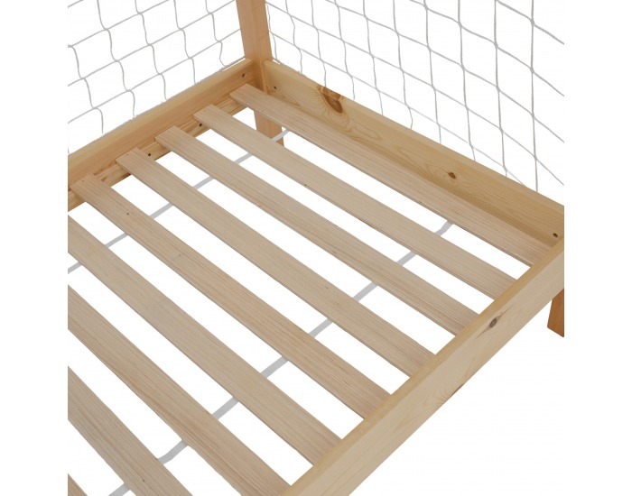 Montessori posteľ Futal 90x200 cm - prírodna / biela / modrá / červená