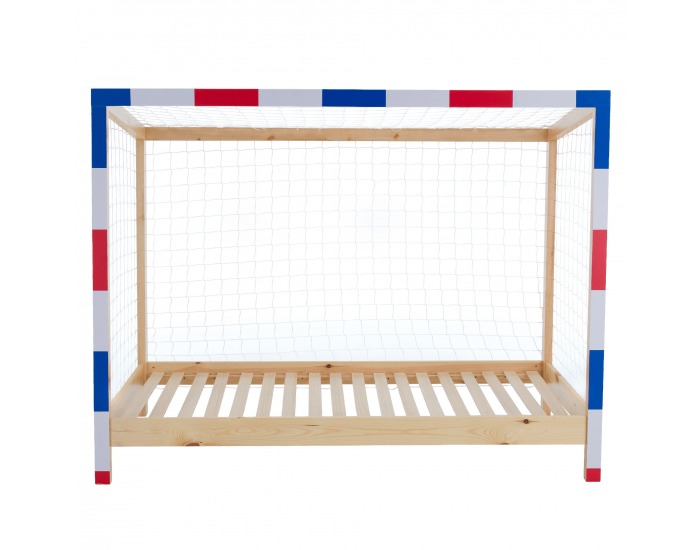 Montessori posteľ Futal 90x200 cm - prírodna / biela / modrá / červená