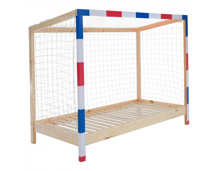 Montessori posteľ Futal 90x200 cm - prírodna / biela / modrá / červená