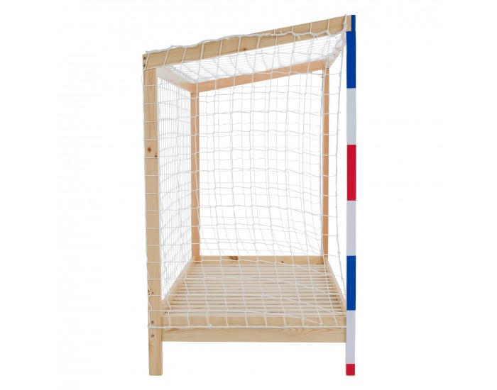 Montessori posteľ Futal 90x200 cm - prírodna / biela / modrá / červená