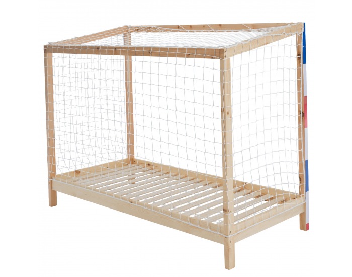 Montessori posteľ Futal 90x200 cm - prírodna / biela / modrá / červená