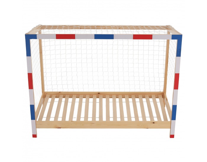 Montessori posteľ Futal 90x200 cm - prírodna / biela / modrá / červená