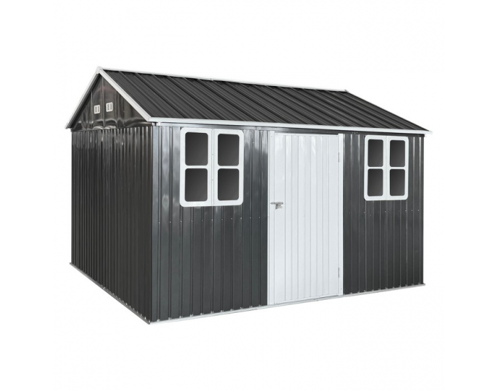 Plechový záhradný domček Gabko 360x310x250 cm - antracit / biela