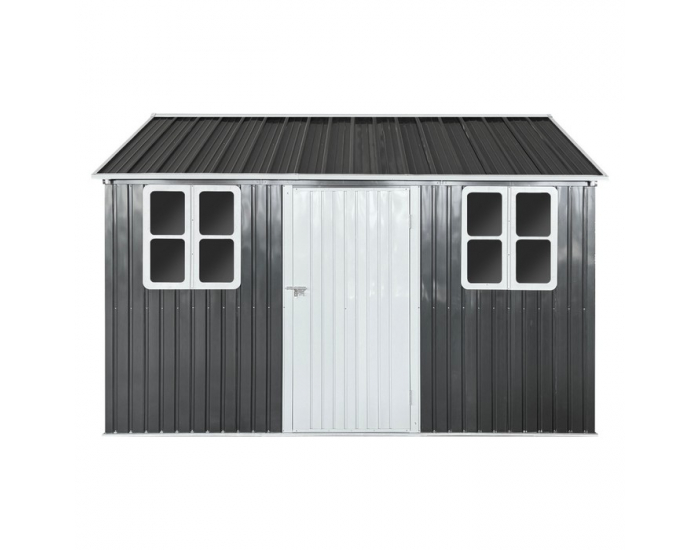 Plechový záhradný domček Gabko 360x310x250 cm - antracit / biela