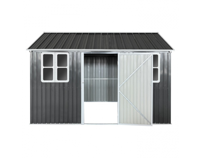 Plechový záhradný domček Gabko 360x310x250 cm - antracit / biela