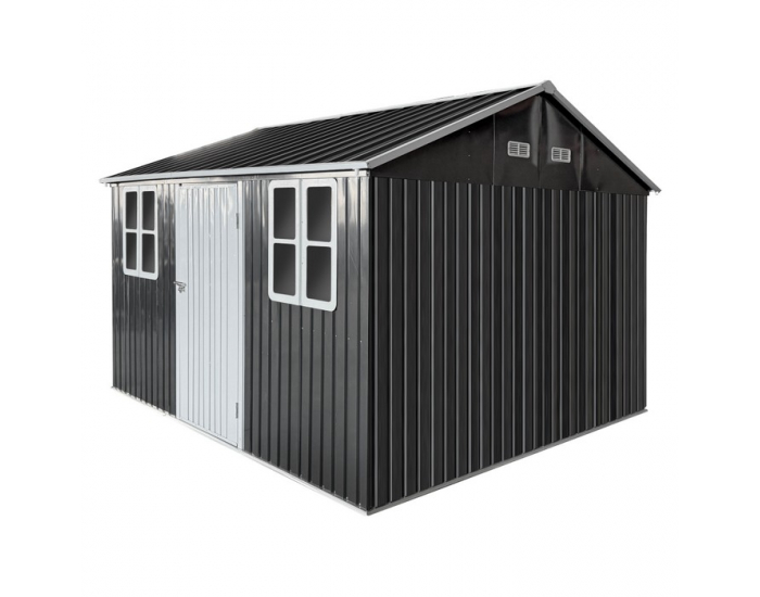 Plechový záhradný domček Gabko 360x310x250 cm - antracit / biela