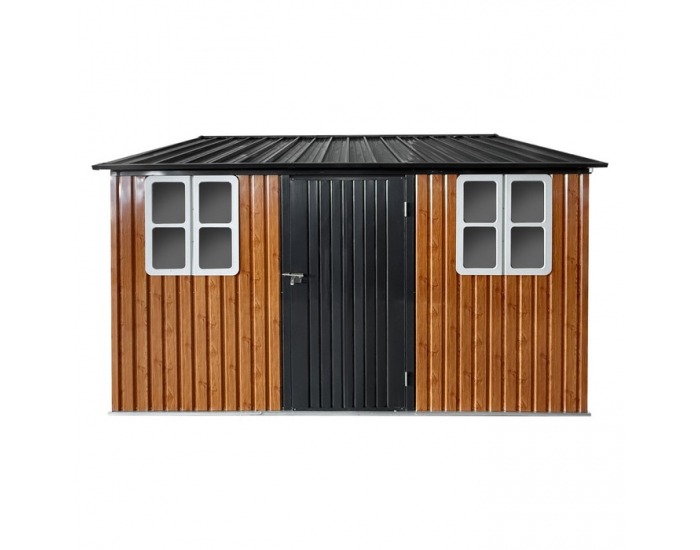 Plechový záhradný domček Gabko 360x310x250 cm - hnedá / antracit