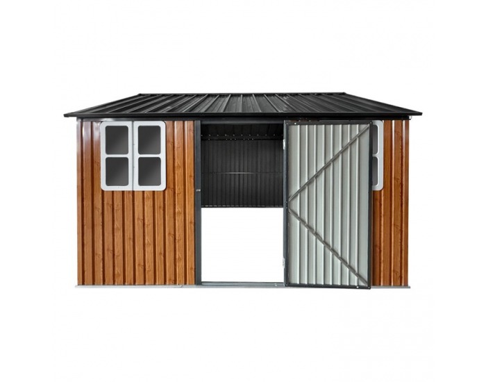 Plechový záhradný domček Gabko 360x310x250 cm - hnedá / antracit