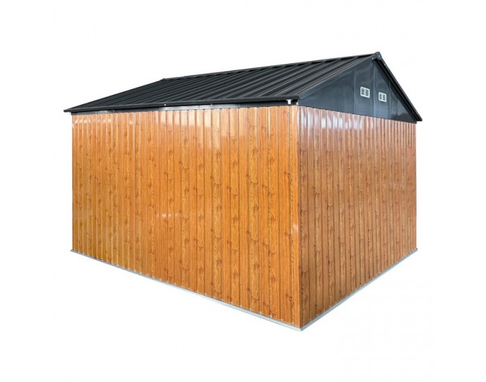 Plechový záhradný domček Gabko 360x310x250 cm - hnedá / antracit