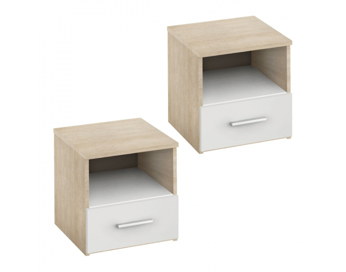 Nočný stolík (2 ks) Gabriela - dub sonoma / biela