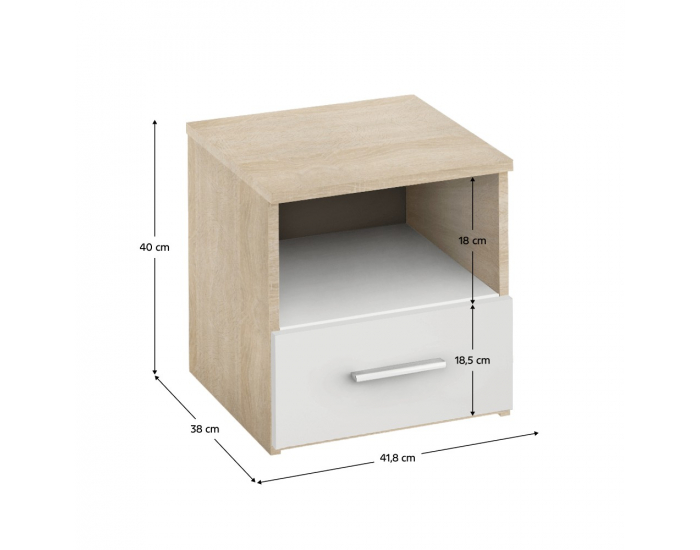 Nočný stolík (2 ks) Gabriela - dub sonoma / biela