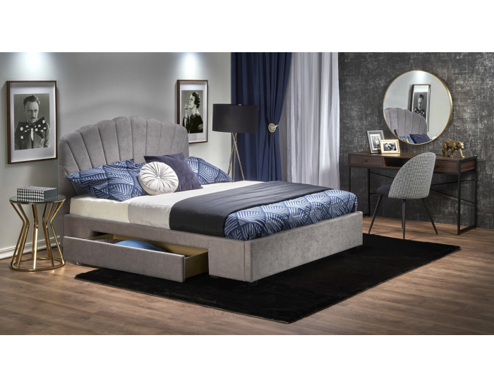 Manželská posteľ s roštom a úložným priestorom Gabriella 160 - svetlosivá