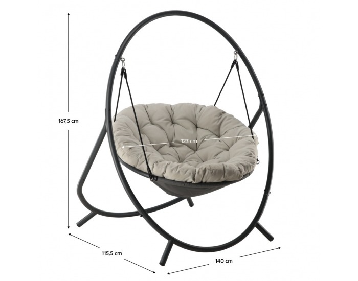 Závesné kreslo Gadil - sivá / béžová