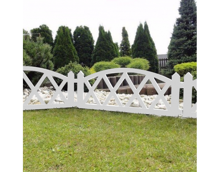 Obruba trávnika / záhradný plôtik (4 ks) Gafur - biela