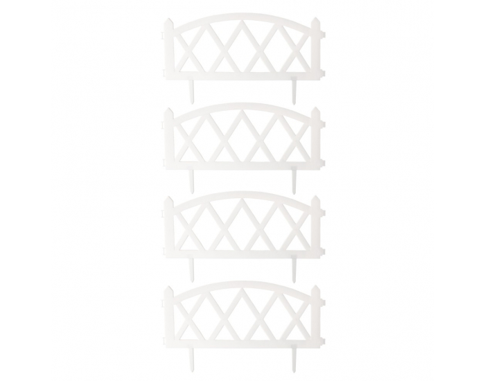 Obruba trávnika / záhradný plôtik (4 ks) Gafur - biela