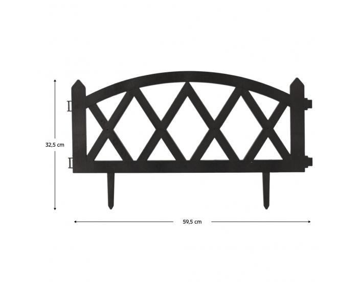 Obruba trávnika / záhradný plôtik (4 ks) Gafur - čierna
