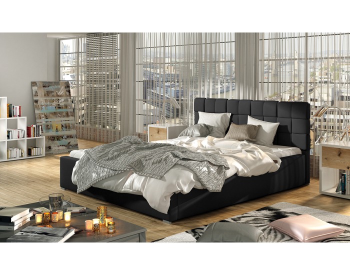 Čalúnená manželská posteľ s roštom Galimo UP 180 - čierna