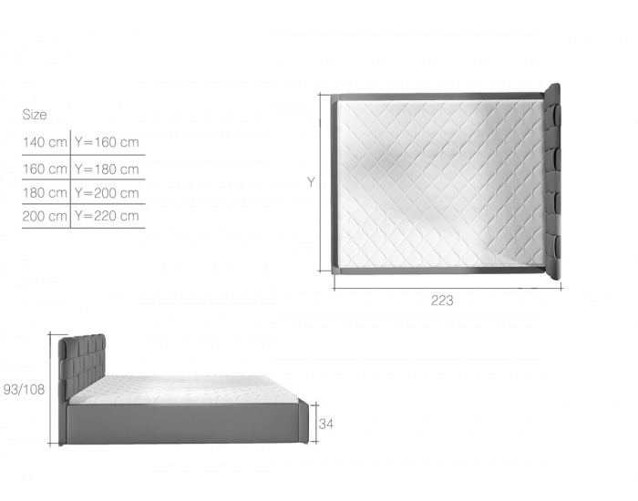 Čalúnená manželská posteľ s roštom Galimo UP 180 - tmavohnedá