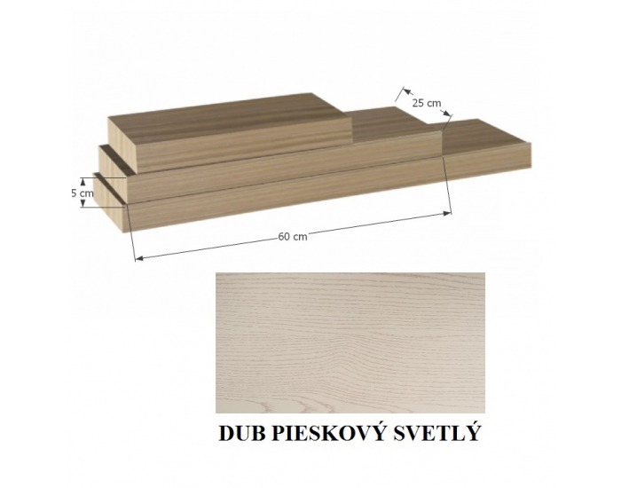 Polica Gana 60x25 cm - dub pieskový