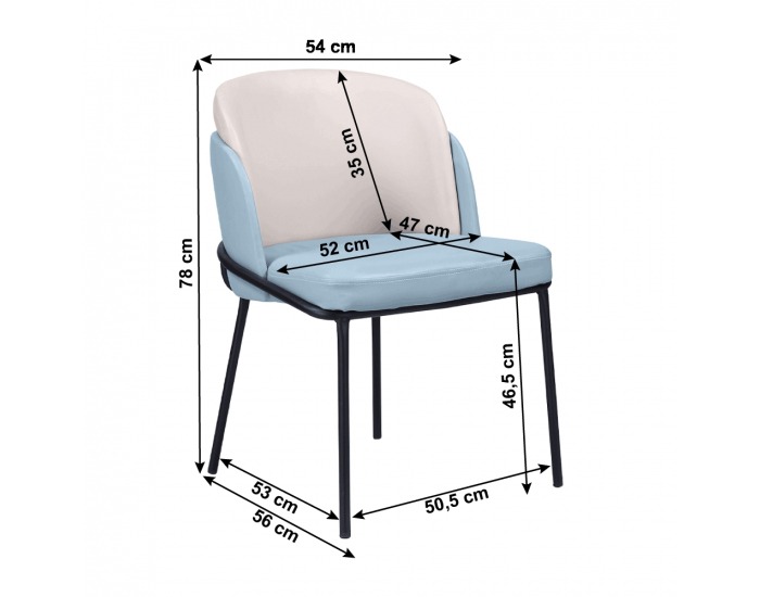 Dizajnové kreslo Ganon - modrá / béžová / čierna