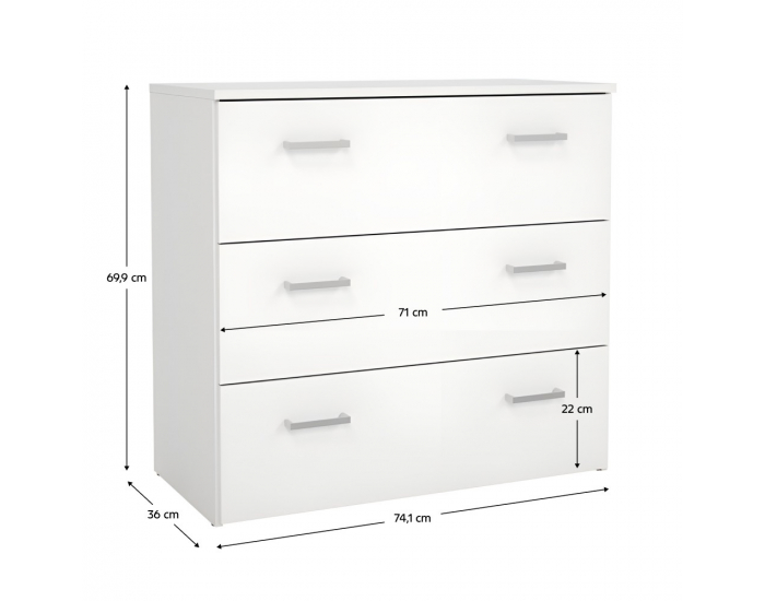 Zásuvková komoda Garbo 3 - biela