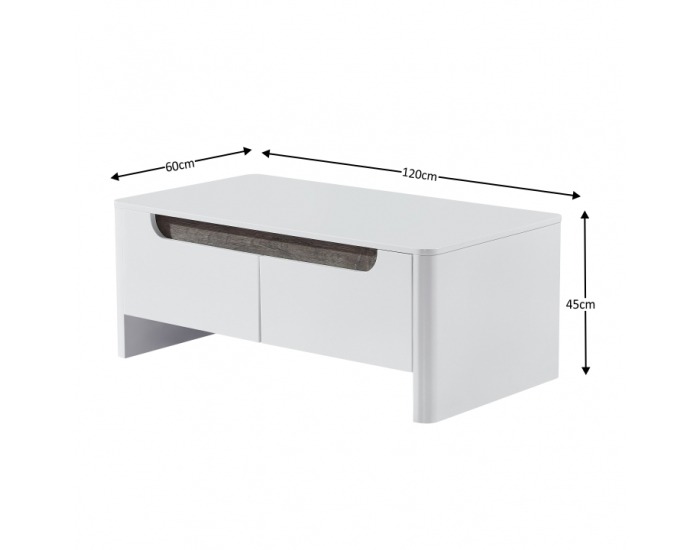 Konferenčný stolík s úložným priestorom Garner - biela / biely vysoký lesk