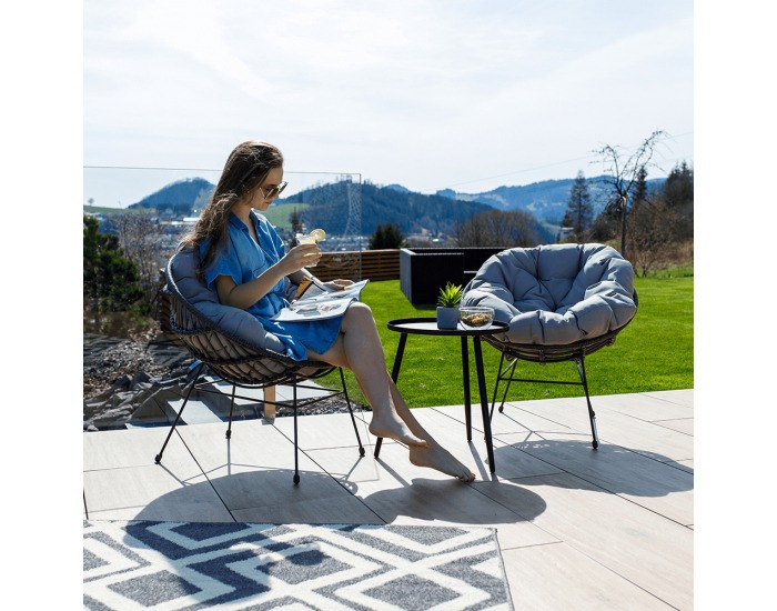 Záhradný set z umelého ratanu Gauri - tmavosivá / sivá / čierna