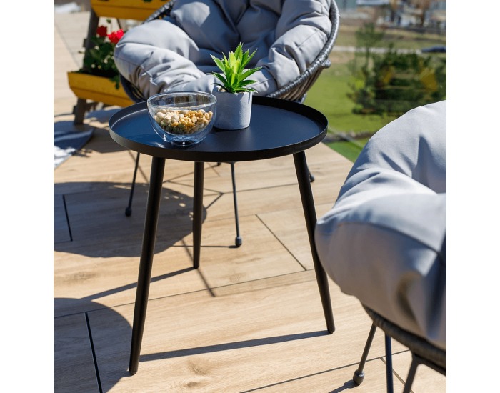 Záhradný set z umelého ratanu Gauri - tmavosivá / sivá / čierna