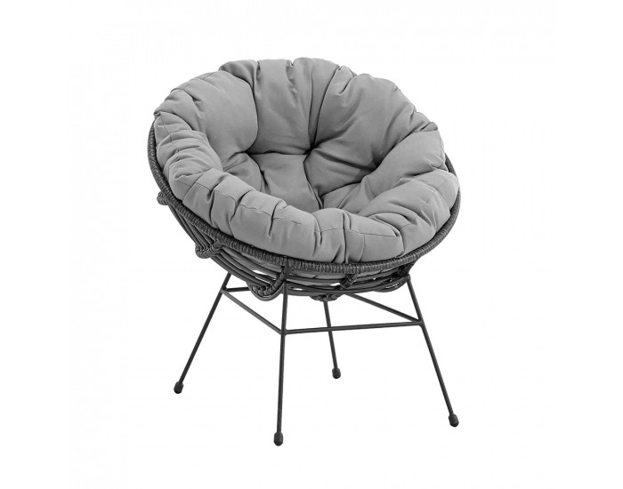 Záhradný set z umelého ratanu Gauri - tmavosivá / sivá / čierna