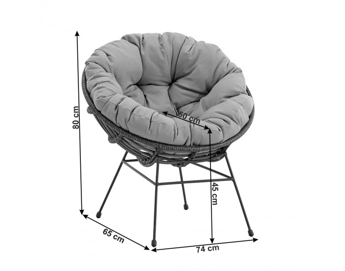 Záhradný set z umelého ratanu Gauri - tmavosivá / sivá / čierna