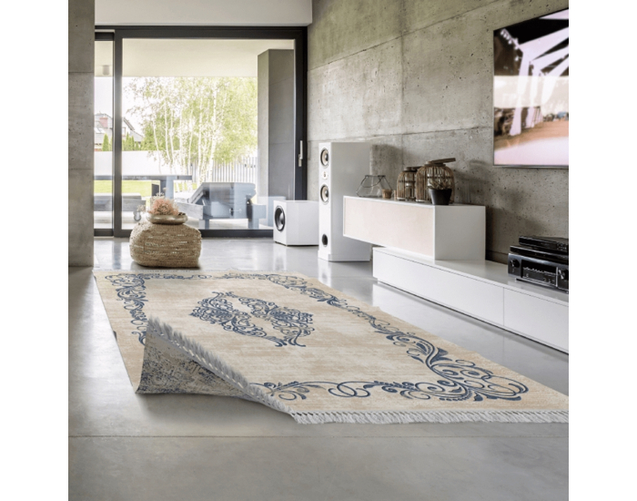 Obojstranný koberec Gazan 160x230 cm - vzor / modrá