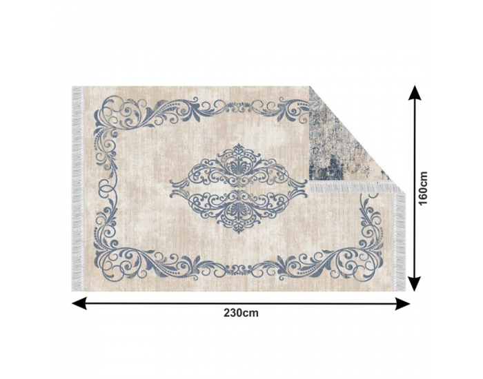 Obojstranný koberec Gazan 160x230 cm - vzor / modrá