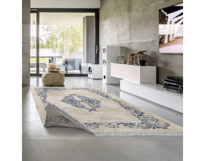 Obojstranný koberec Gazan 80x150 cm - vzor / modrá