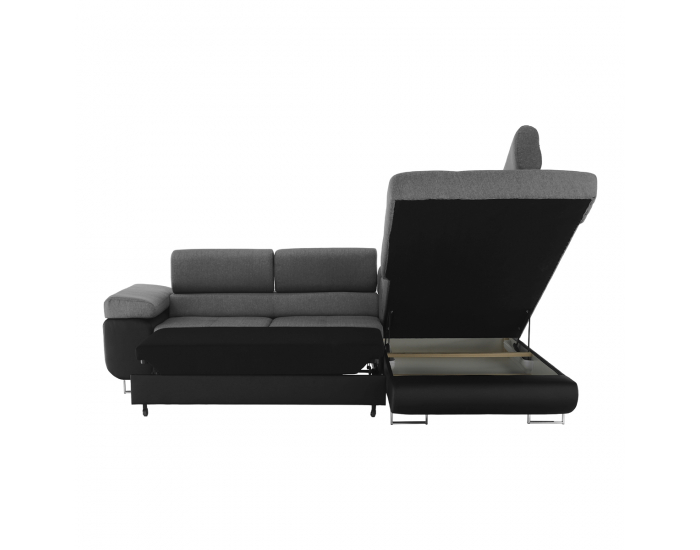 Rohová sedačka s rozkladom a úložným priestorom Gelan New P - sivá / čierna