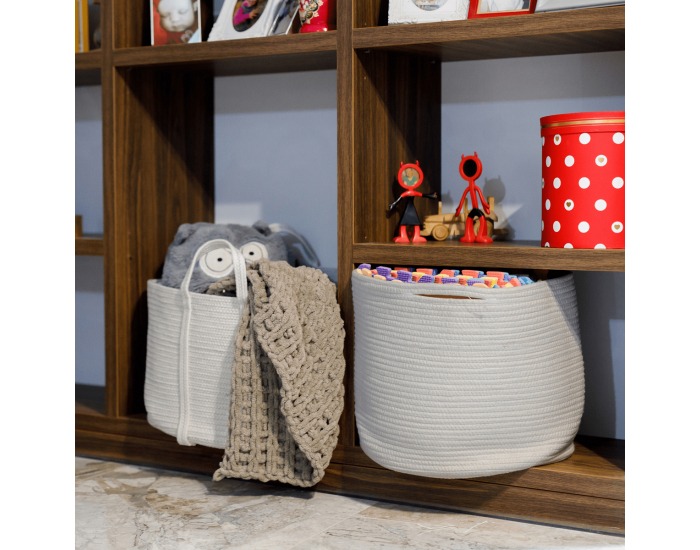 Pletený kôš Geos 50x30 cm - biela / sivá