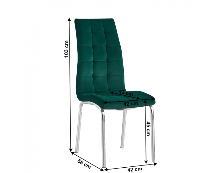 Jedálenská stolička Gerda New - smaragdová (Velvet) / chróm
