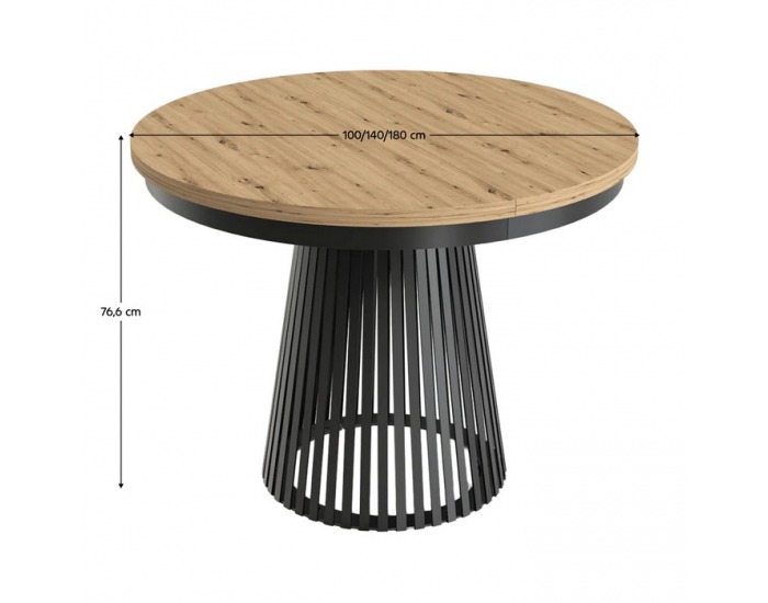 Rozkladací jedálenský stôl Gerdony - čierna / dub artisan