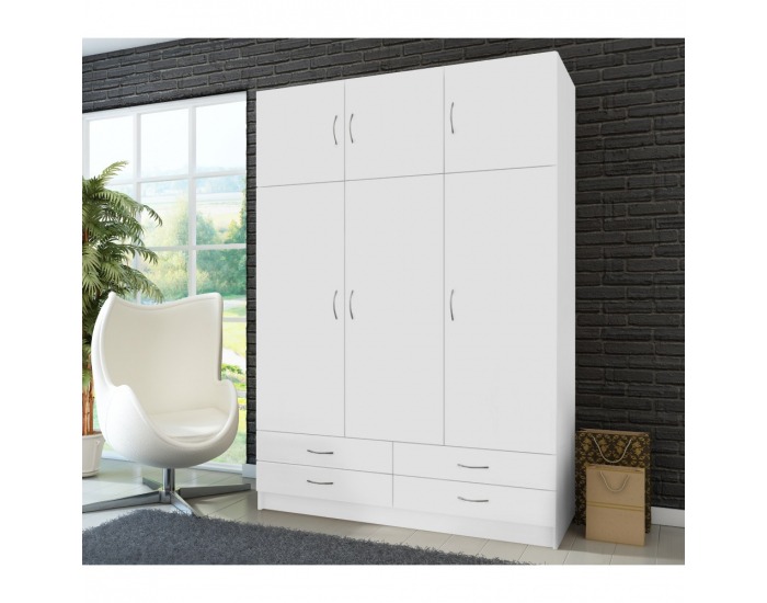 Šatníková skriňa Geri New 3D - biela
