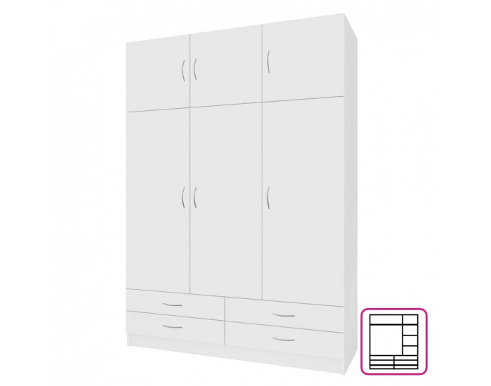 Šatníková skriňa Geri New 3D - biela