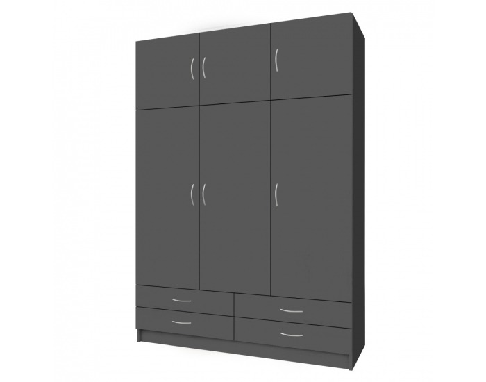 Šatníková skriňa Geri New 3D - grafit