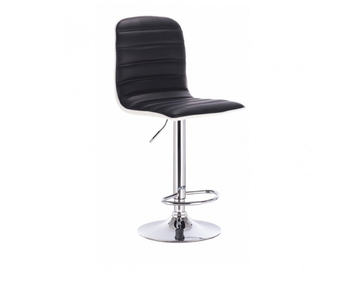 Barová stolička Gerik - čierna / biela / chróm