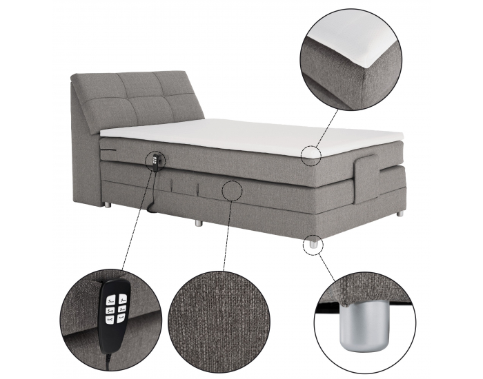 Elektrická polohovacia jednolôžková posteľ Gerona New 120x200 - sivá