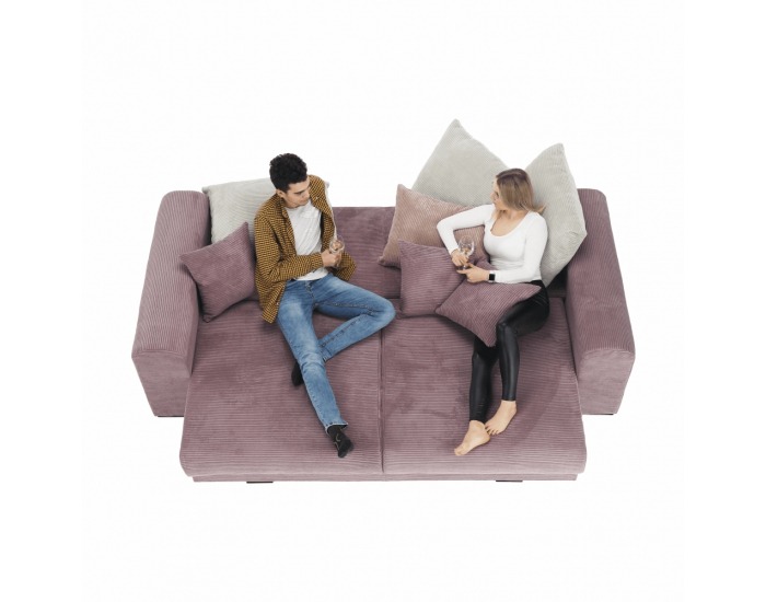 Rozkladacia pohovka s úložným priestorom Gilen Big Sofa - fialová / staroružová / béžová