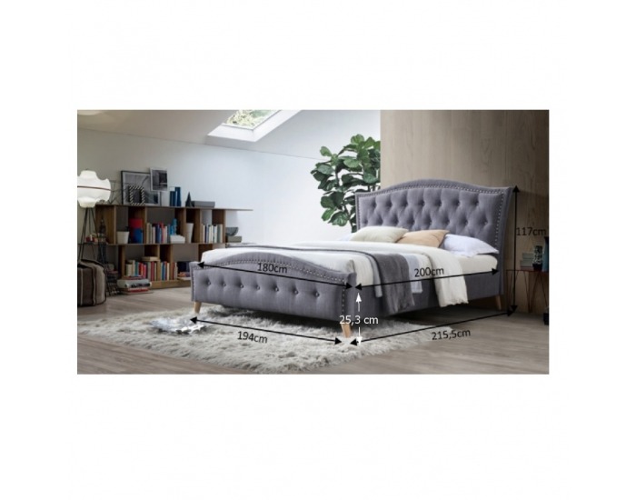 Čalúnená manželská posteľ s roštom Giovana 180 180x200 cm - sivá