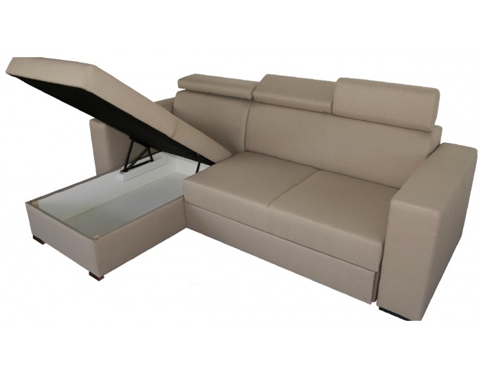 Rohová sedačka s rozkladom a úložným priestorom Costa L/P - šenil béžový (Bravo 03)